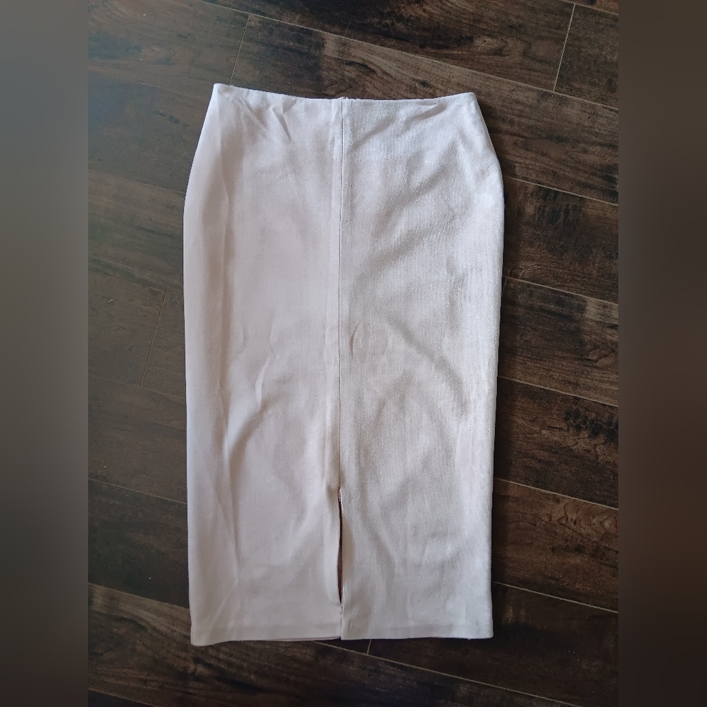 Classic Cream Midi Pencil Skirt